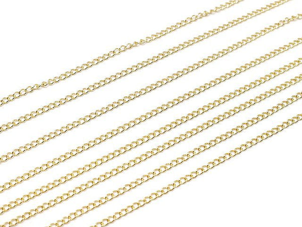 14KGF Flat Curb Chain 1.5mm [40cm][45cm] Necklace 1pc