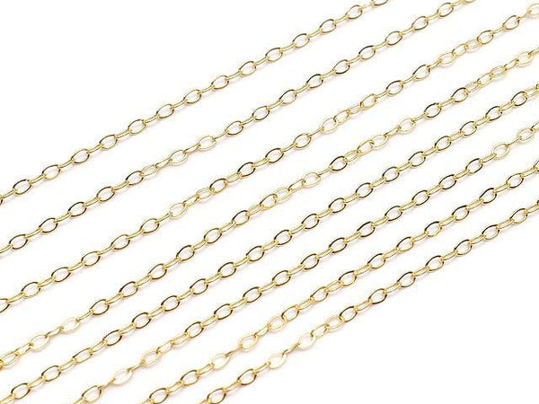 14KGF Flat Cable Chain 1.3mm [40cm][45cm] Necklace 1pc
