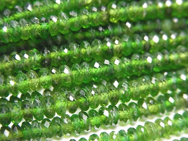High Quality! Chrome Diopside AA++ Faceted Button Roundel 4x4x2mm half or 1strand beads (aprx.15inch/38cm)