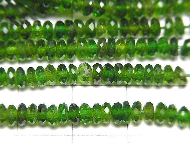 High Quality! Chrome Diopside AA++ Faceted Button Roundel 4x4x2mm half or 1strand beads (aprx.15inch/38cm)