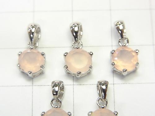 High Quality Pink color Chalcedony AAA Brilliant Cut Pendant 8 x 7 x 5 mm Silver 925