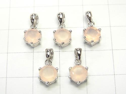 High Quality Pink color Chalcedony AAA Brilliant Cut Pendant 8 x 7 x 5 mm Silver 925