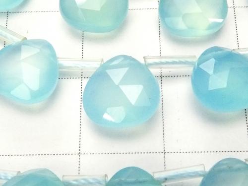 Sea Blue Chalcedony AAA Chestnut Faceted Briolette 8 x 8 x 4 mm 1/4 or 1strand (aprx.15 inch / 37 cm)