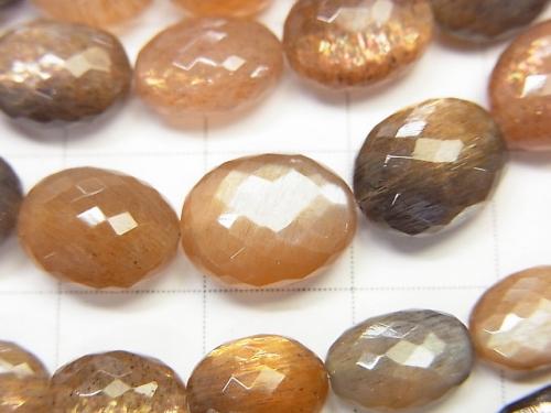 MicroCut! High Quality Silver Sheen Gray - Brown Moon Stone AAA Faceted Oval half or 1strand (aprx.7inch / 18 cm)