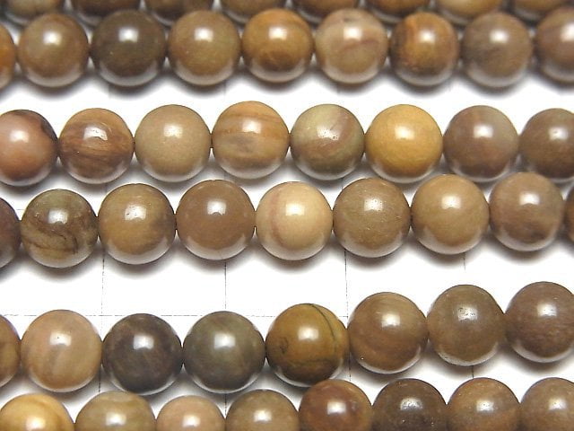 [Video]Petrified Wood Round 6.5mm 1strand beads (aprx.15inch/36cm)