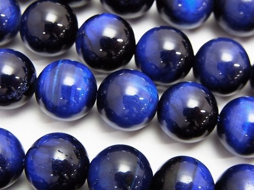 Blue color Tiger's Eye AAA Round 12mm half or 1strand beads (aprx.14inch / 35cm)