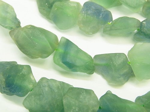 [Video] Blue Green Fluorite Roughlock Nugget 1strand beads (aprx.15inch/37cm)