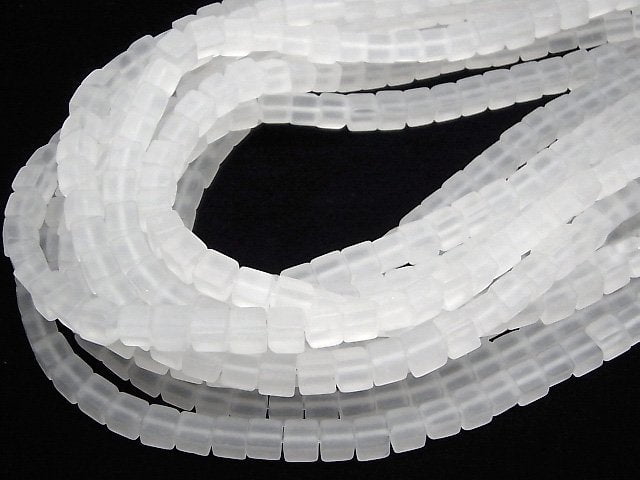 [Video] Frosted Quartz  Cube 6x6x6mm half or 1strand beads (aprx.15inch/37cm)