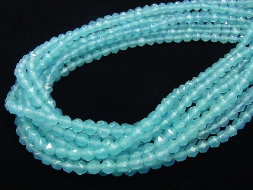 Sea Blue Chalcedony AAA Star Faceted Round 6 mm 1/4 or 1strand (aprx.15 inch / 38 cm)