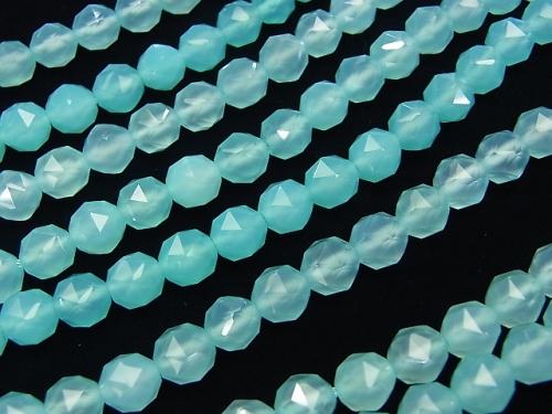 Sea Blue Chalcedony AAA Star Faceted Round 8mm 1/4 or 1strand (aprx.15inch / 38cm)