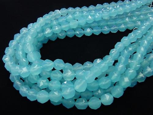 [Video] Sea Blue Chalcedony AAA Star Faceted Round 10 mm 1/4 or 1strand beads (aprx.15 inch / 38 cm)