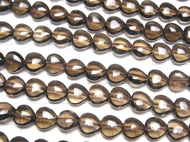 Smoky Quartz AAA- Vertical Hole Heart 10x10x6mm half or 1strand beads (aprx.15inch/38cm)