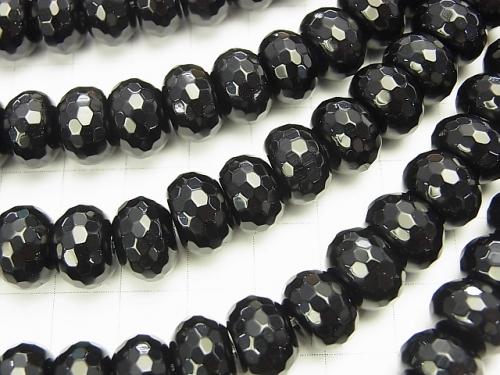 Onyx  Faceted Button Roundel 12x12x8mm half or 1strand (aprx.15inch/38cm)