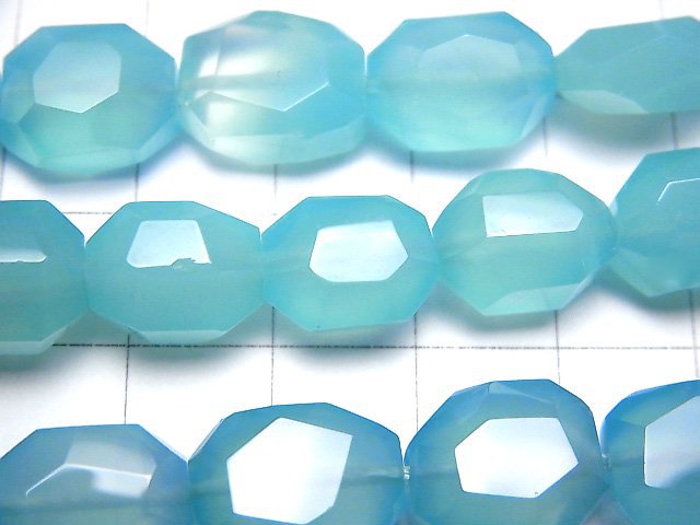 Sea Blue Chalcedony AAA Faceted Nugget 1/4 or 1strand beads (aprx.15inch/37cm)