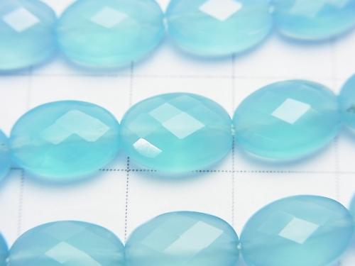 Sea blue Chalcedony AAA Faceted Oval 10 x 7 x 4 mm 1/4 or 1strand (aprx.15 inch / 38 cm)