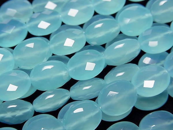 [Video] Sea Blue Chalcedony AAA Faceted Oval 11x9x6mm 1/4 or 1strand beads (aprx.15inch/38cm)