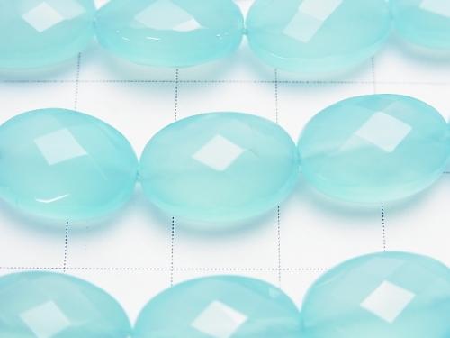 Sea blue Chalcedony AAA Faceted Oval 14 x 10 x 7 mm 1/4 or 1strand (aprx.15 inch / 36 cm)
