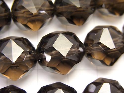 Diamond Cut! Smoky Crystal Quartz AAA Star Faceted Round 14 mm 1/4 or 1strand (aprx.15 inch / 37 cm)