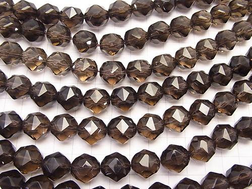 Diamond Cut! Smoky Crystal Quartz AAA Star Faceted Round 14 mm 1/4 or 1strand (aprx.15 inch / 37 cm)