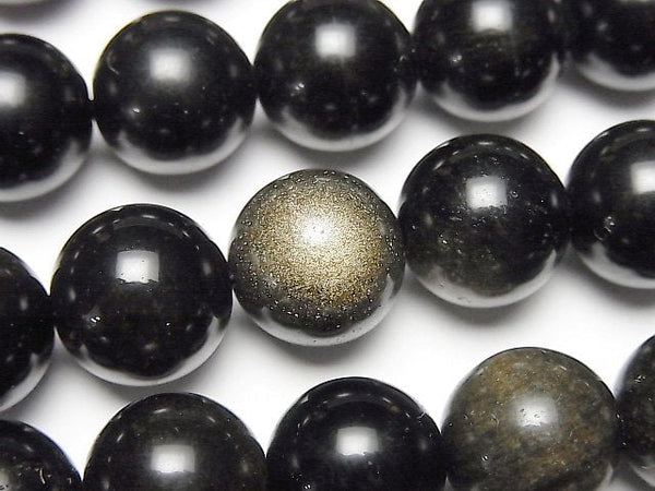 [Video]Golden Obsidian AAA Round 14mm half or 1strand beads (aprx.14inch/35cm)