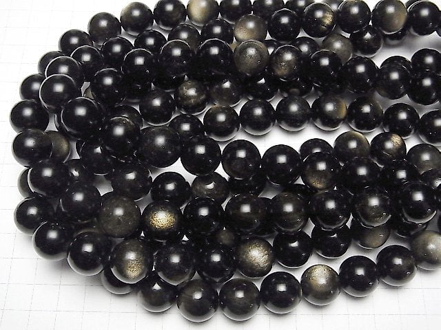 [Video]Golden Obsidian AAA Round 16mm half or 1strand beads (aprx.15inch/36cm)