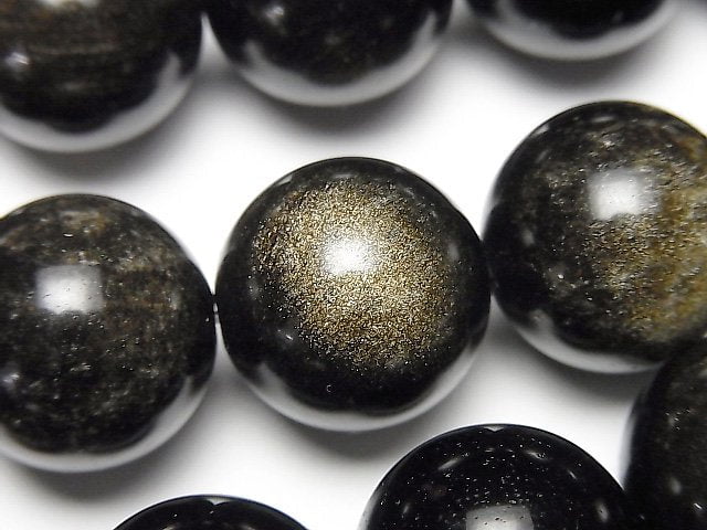[Video]Golden Obsidian AAA Round 18mm half or 1strand beads (aprx.15inch/36cm)