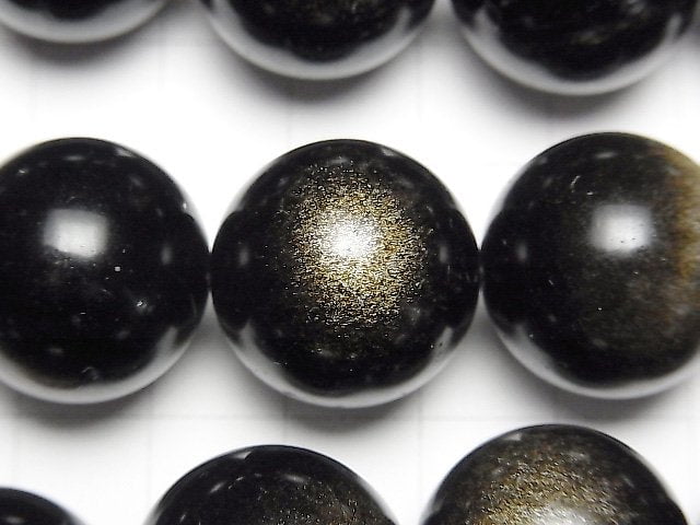 [Video] Golden Obsidian AAA- Round 20mm half or 1strand beads (aprx.15inch/36cm)