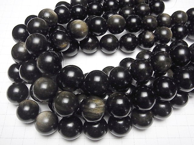 [Video] Golden Obsidian AAA- Round 20mm half or 1strand beads (aprx.15inch/36cm)