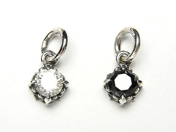 Silver925 charm with Cubic Zirconia 8x8x5mm 1pc