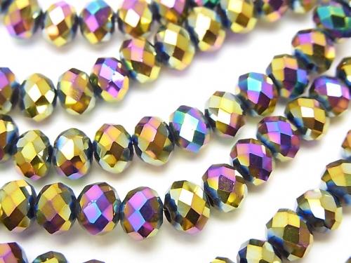 1strand $2.39! Glass Beads  Faceted Button Roundel 6 x 6 x 4 mm metallic coating 1 strand (aprx.18 inch / 44 cm)