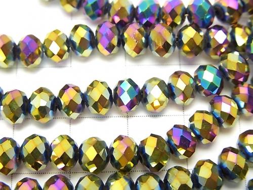 1strand $2.39! Glass Beads  Faceted Button Roundel 6 x 6 x 4 mm metallic coating 1 strand (aprx.18 inch / 44 cm)