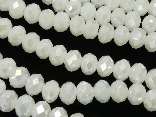1strand $2.39! Glass Beads  Faceted Button Roundel 6 x 6 x 4 mm White AB 1 strand (aprx.17 inch / 43 cm)
