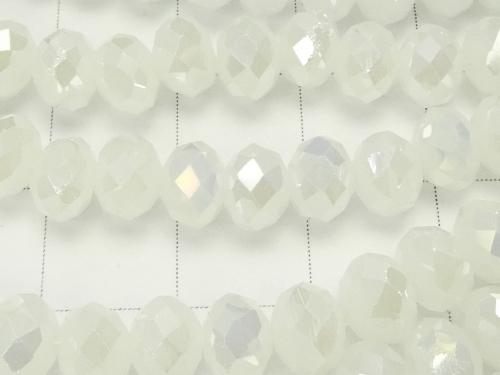 1strand $2.39! Glass Beads  Faceted Button Roundel 6 x 6 x 4 mm White AB 1 strand (aprx.17 inch / 43 cm)