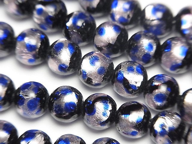 [Video] Lampwork Beads Round 8mm [Pink x Blue] 1/4 or 1strand beads (aprx.15inch/36cm)