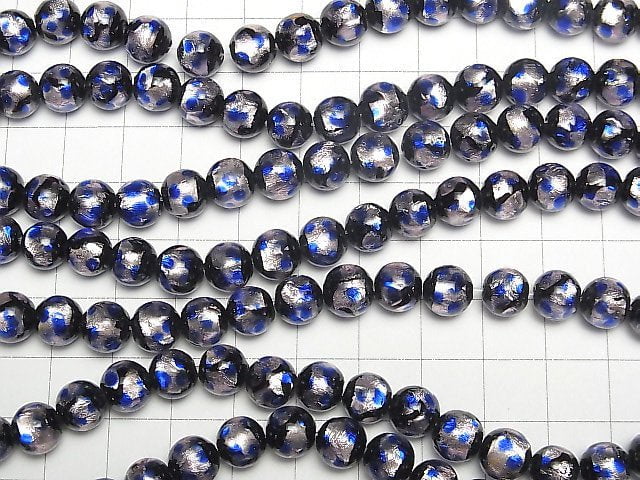 [Video] Lampwork Beads Round 8mm [Pink x Blue] 1/4 or 1strand beads (aprx.15inch/36cm)