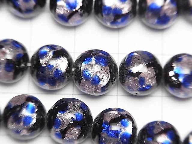 [Video] Lampwork Beads Round 10mm [Pink x Blue] 1/4 or 1strand beads (aprx.15inch/36cm)