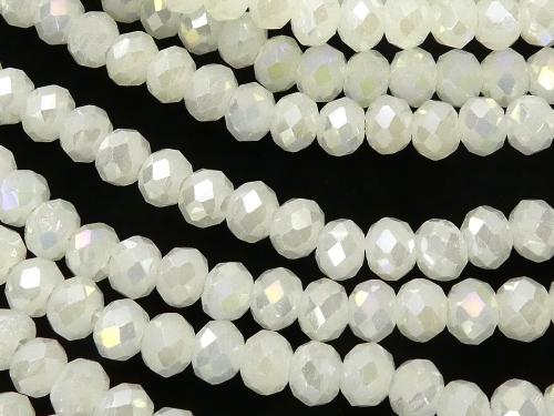 1strand $1.79! Glass Beads  Faceted Button Roundel 4 x 4 x 3 mm White NO.2 AB 1 strand (aprx.18 inch / 45 cm)