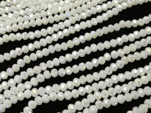 1strand $1.79! Glass Beads  Faceted Button Roundel 4 x 4 x 3 mm White NO.2 AB 1 strand (aprx.18 inch / 45 cm)