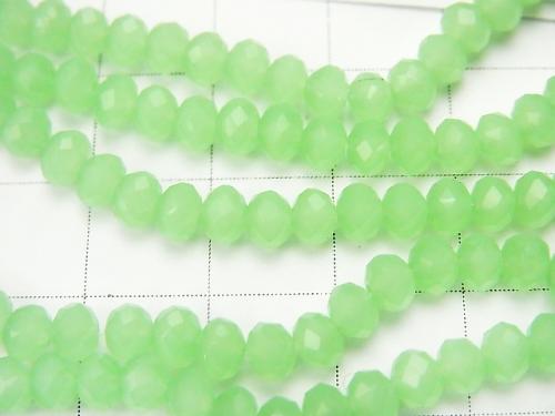 1strand $1.79! Glass Beads  Faceted Button Roundel 4 x 4 x 3 mm Pastel Green 1strand (aprx.18 inch / 44 cm)