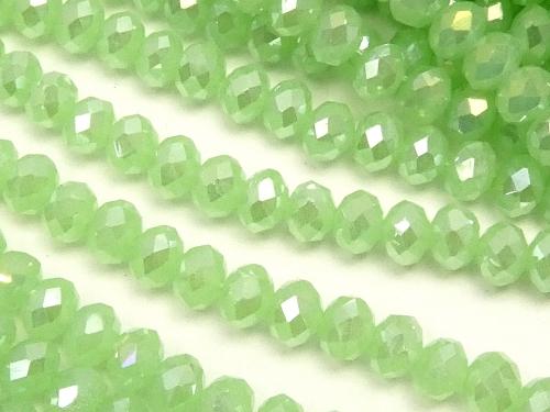 1strand $1.79! Glass Beads  Faceted Button Roundel 4 x 4 x 3 mm pastel green AB 1 strand (aprx.19 inch / 46 cm)