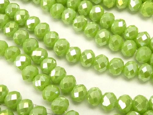 1strand $1.79! Glass Beads  Faceted Button Roundel 4 x 4 x 3 mm Apple Green AB 1 strand (aprx.19 inch / 48 cm)