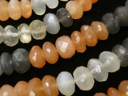 1strand $24.99! High Quality Multicolor Moon Stone AAA Faceted Button Roundel 7 x 7 x 4 mm 1 strand (aprx.7 inch / 18 cm)