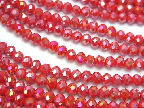 1strand $1.79! Glass Beads  Faceted Button Roundel 4 x 4 x 3 mm Red AB 1 strand (aprx.19 inch / 46 cm)