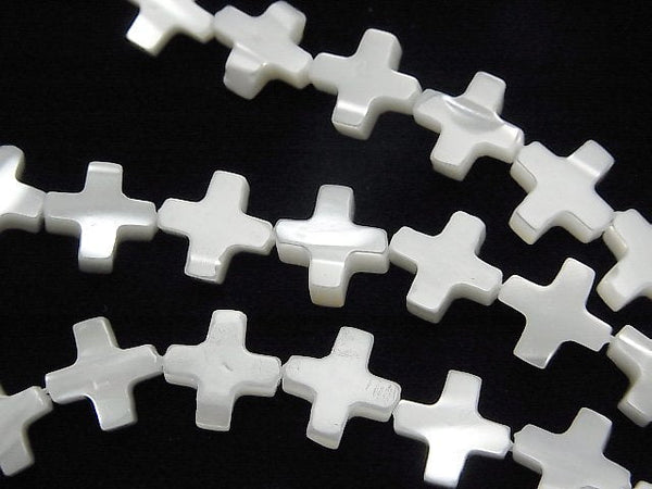 [Video]Mother of Pearl MOP White Cross 8x8mm 1strand beads (aprx.15inch/37cm)