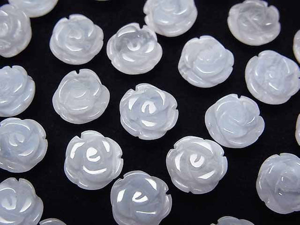 [Video] Blue Lace Agate AAA Rose 8mm [Half Drilled Hole ] 2pcs