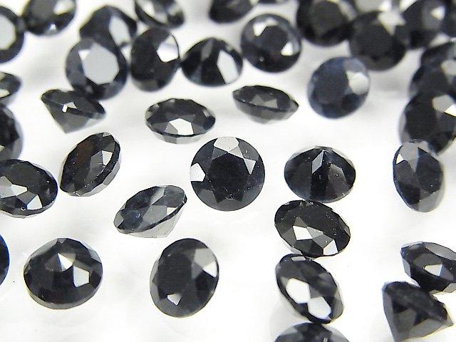 [Video] High Quality Black Sapphire AAA Undrilled Round Faceted 6x6mm 2pcs
