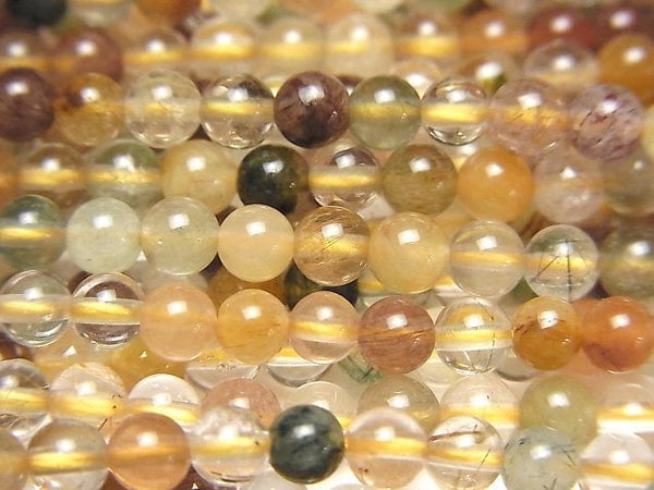 Multicolor Rutilated Quartz AA++ Round 4mm 1strand beads (aprx.15inch/38cm)