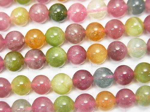[Video] Afghanistan Multicolor Tourmaline AAA Round 6mm 1/4 or 1strand beads (aprx.15inch / 38cm)