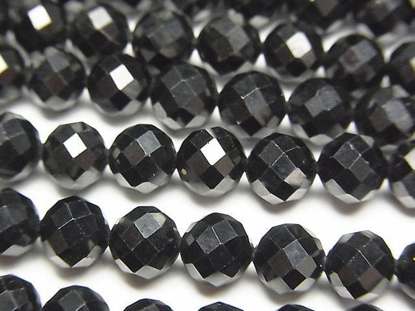 [Video] High Quality! Black Spinel AAA 64Faceted Round 6mm half or 1strand beads (aprx.15inch / 37cm)