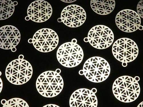 Metal Parts Holy Charm [Flower of Life] 10mm Silver Color 2pcs $1.19!